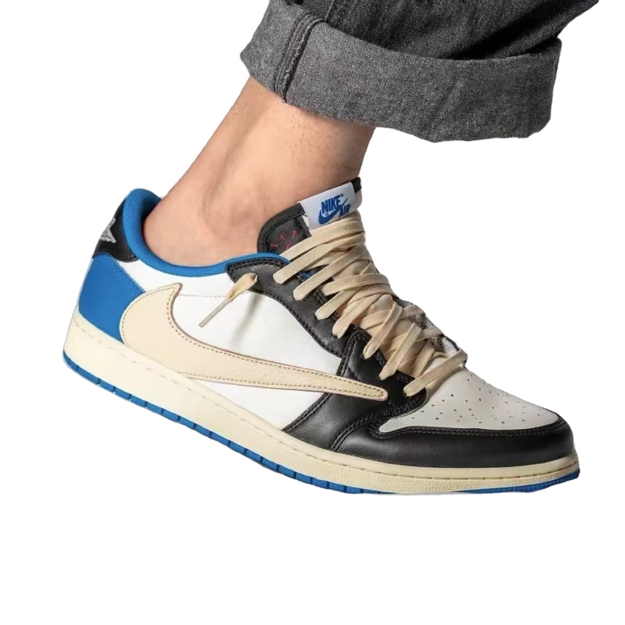 Hot Nike Brand Fragment Design Nike Air Jordan 1 Low OG Military Blue  Casual Basketball Shoe