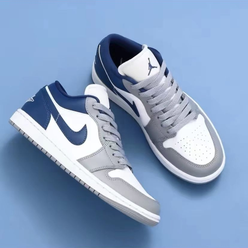 Fashion Sneakers Nike Air Jordan 1 Low Blue Men's Casual Shoes Jordan 1 Women's Walking Style Shoes 