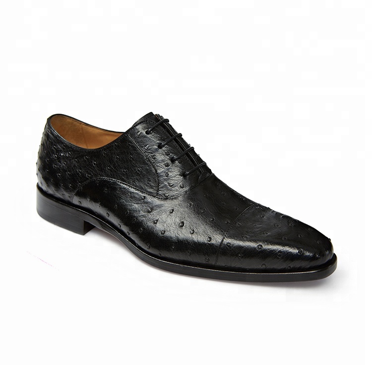 Quality China wholesale market shoe factory genuine leather handmade ostrich skin dress shoes brande