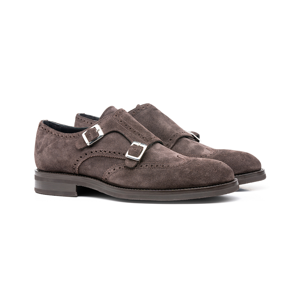 Premium Quality Handmade Italian Men Double Buckle Shoes Genuine Leather For Business