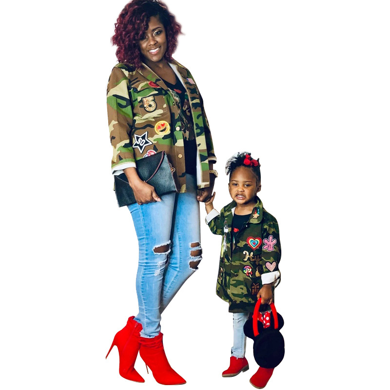 Camouflage Printing Applique Coat Long Sleeve Shir