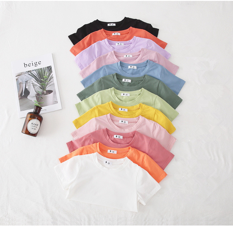 2022 Summer new children solid color top kids baby