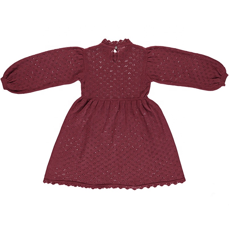 Kid Girls Princess dresses long sleeve hollow cott