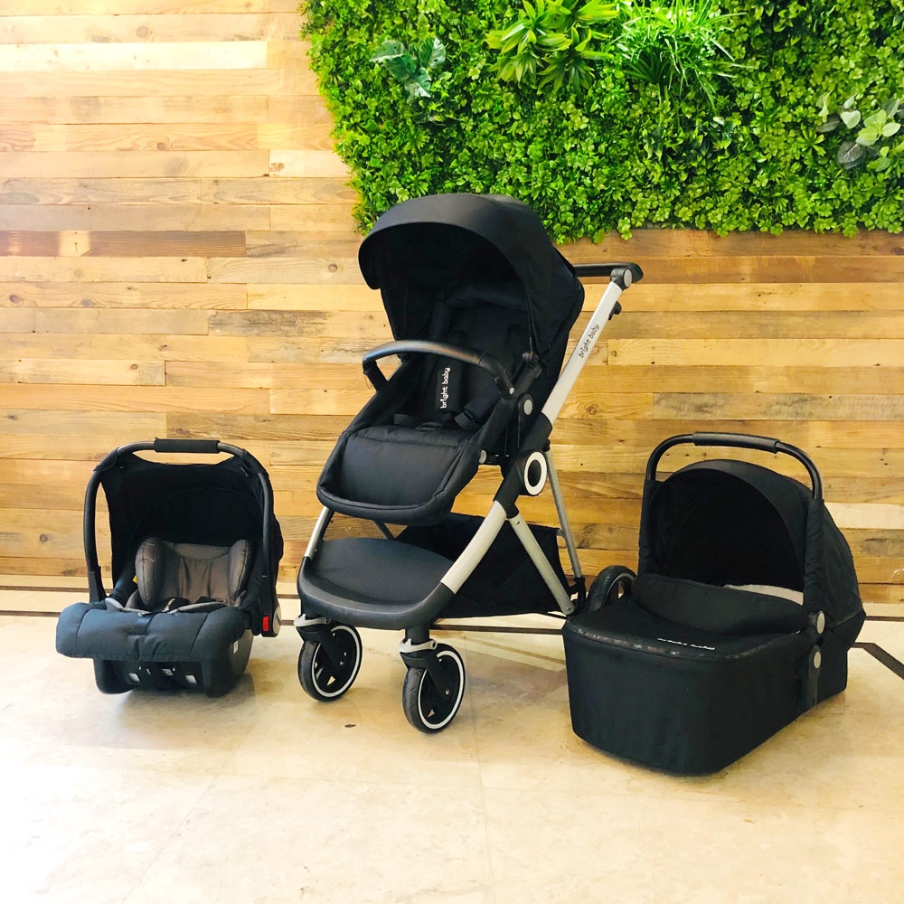 Brightbebe luxury hot mom folding wholesale baby stroller 3 in 1 foldable with carseat pram set made