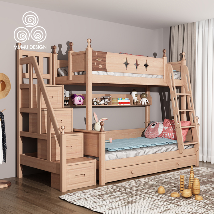 Mother and Child Nordic Modern Simple Children Bunk Bed for The Children's Bed for Storage