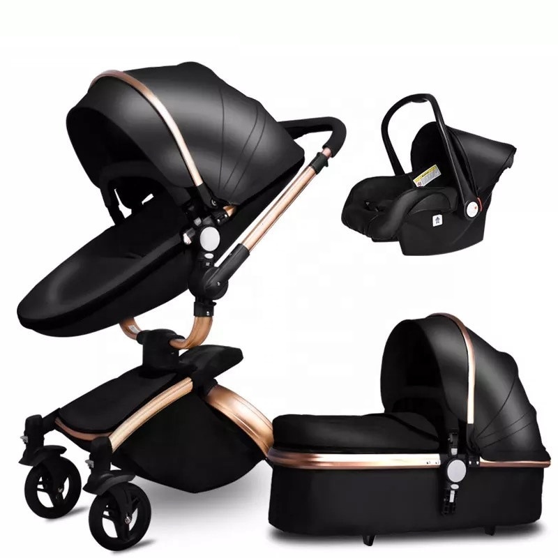Fast Shipping Door To Door Luxury Baby Stroller 3 in 1 Folding bi-directional high landscape strolle