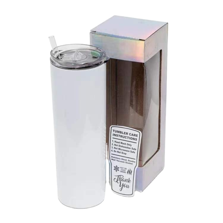 US Warehouse 20oz Window Box Gift Set Stainless Steel Holographic Box Double Wall Sublimation Straig