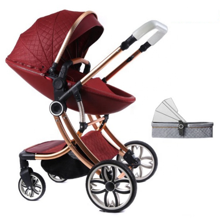 2021 new can sit and lie high landscape newborn shock absorption four-wheeled babyfond 3 in 1 baby s