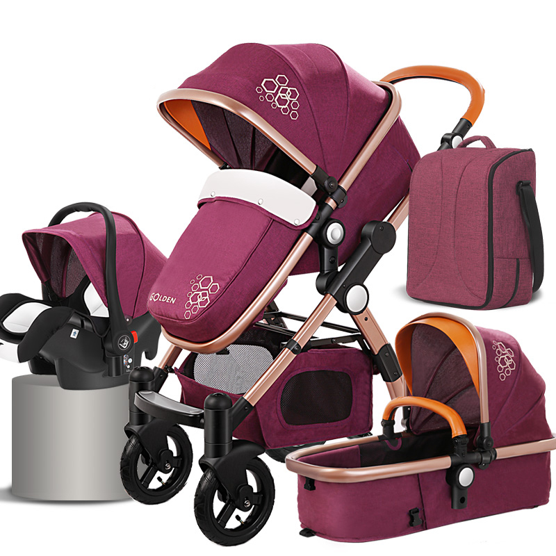 Purorigin Luxury Strollers Travel System Pram Carriage 3 in 1 Pushchair Stroller Compact Convertible