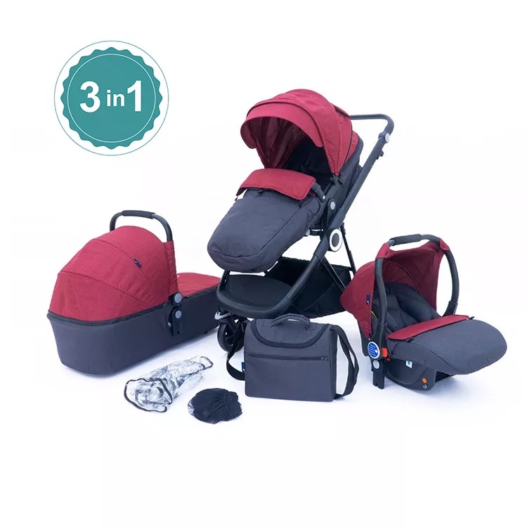 Brightbebe new hot mom 3 in 1 luxury high landscape baby stroller pram travel system for baby with b