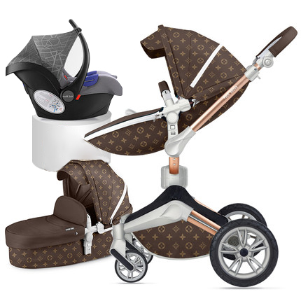 Hot Mom Luxury Baby Stroller 3 in 1 High Land-scape carriage travel system with car seta Folding Car