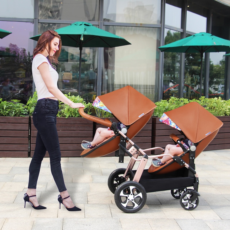 Luxury 2 In 1 European Double Twins Light Tandem Pushchairs 2 Baby 2In1 2 Seat Stroller