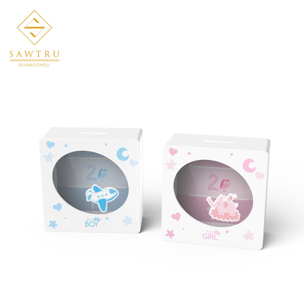 SAWTRU New Creative Designed Baby Gifts Storage Wooden Box Coin Saving Tool for Children