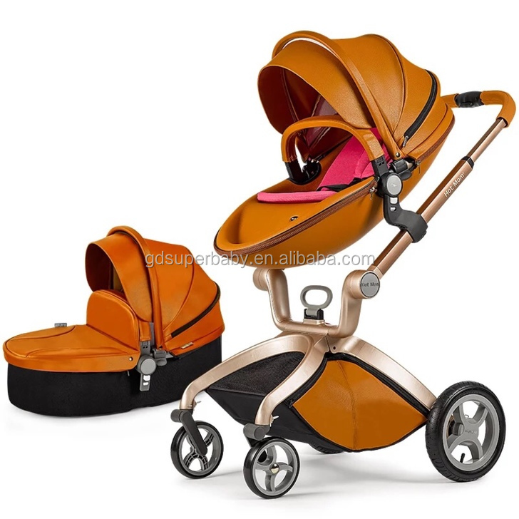 HOT MOM High Landscape Baby Stroller 2in1 3in1 Easy Folding Portable Baby Walker 360 Universal Wheel