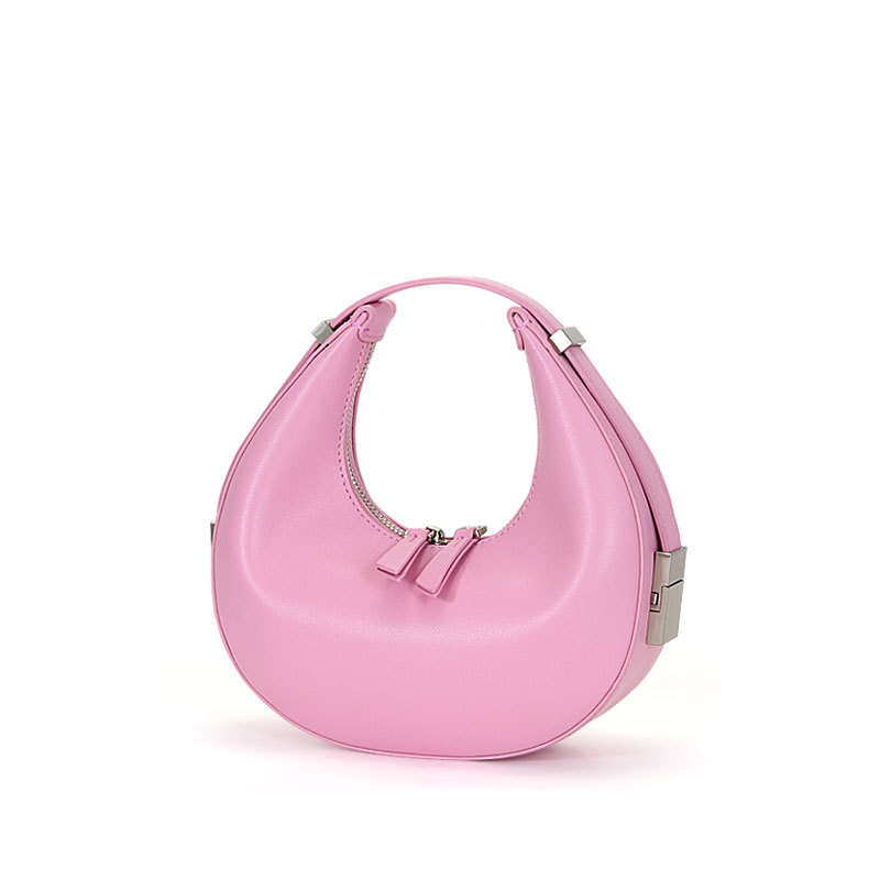 2022 new niche retro shoulder bag women's handbag crescent leather small round bag retro armpit bag 
