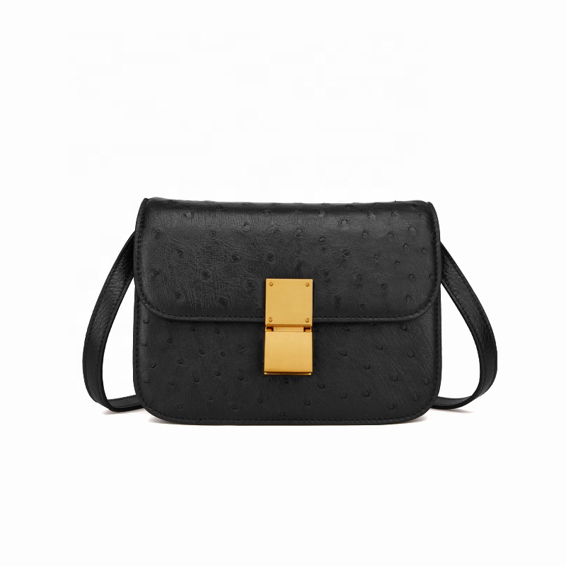 New arrivals women hand bags leather handbag black ostrich skin handbag supplier red crossbody handb