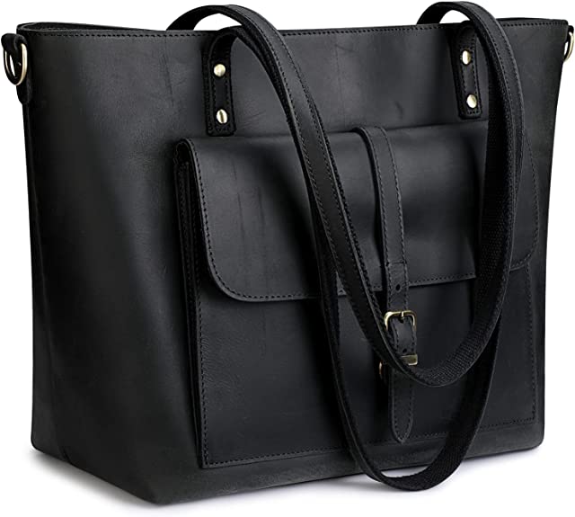 2022 Women Vintage Genuine Leather Tote Bag Leather Handbag Large Shoulder Purse Work Handbag