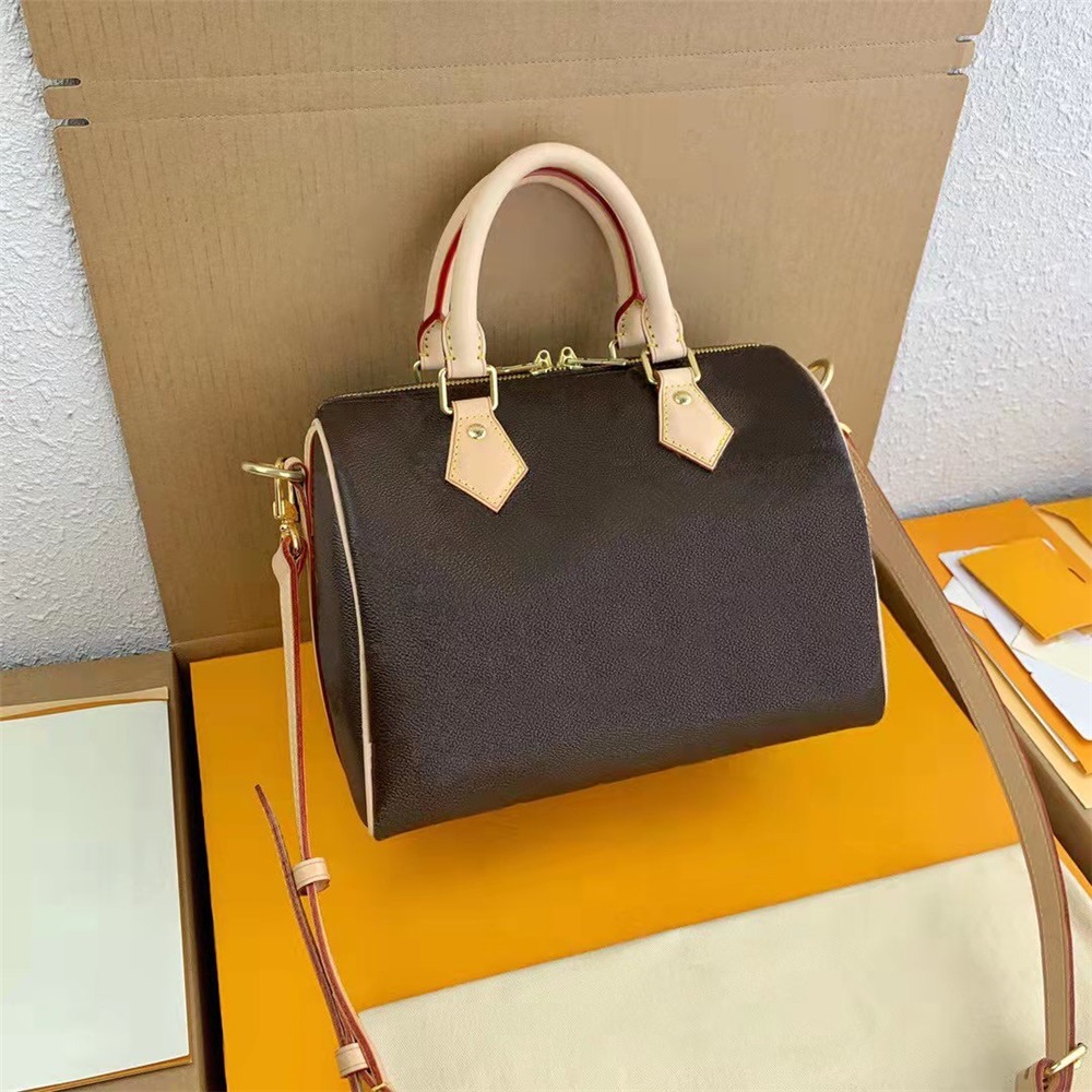 2021 Luxury Brand Speedy Bag Women Top Quality Real Leather Shoulder Monogram Travel Bag 20/25/30cm 