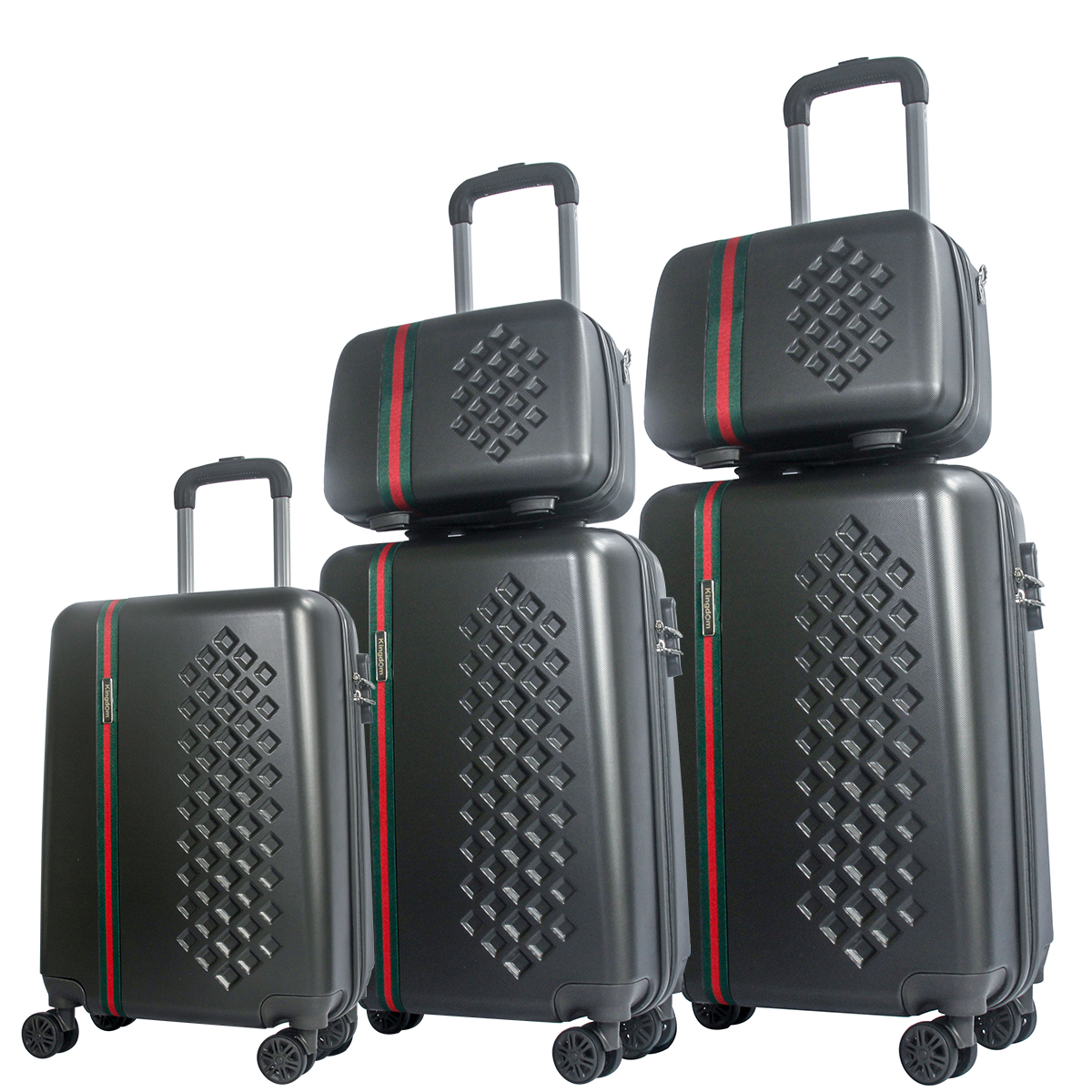 high quality fashion black hardcase plastic luxury trolley bag 5 pieces travel carry on suitcase abs
