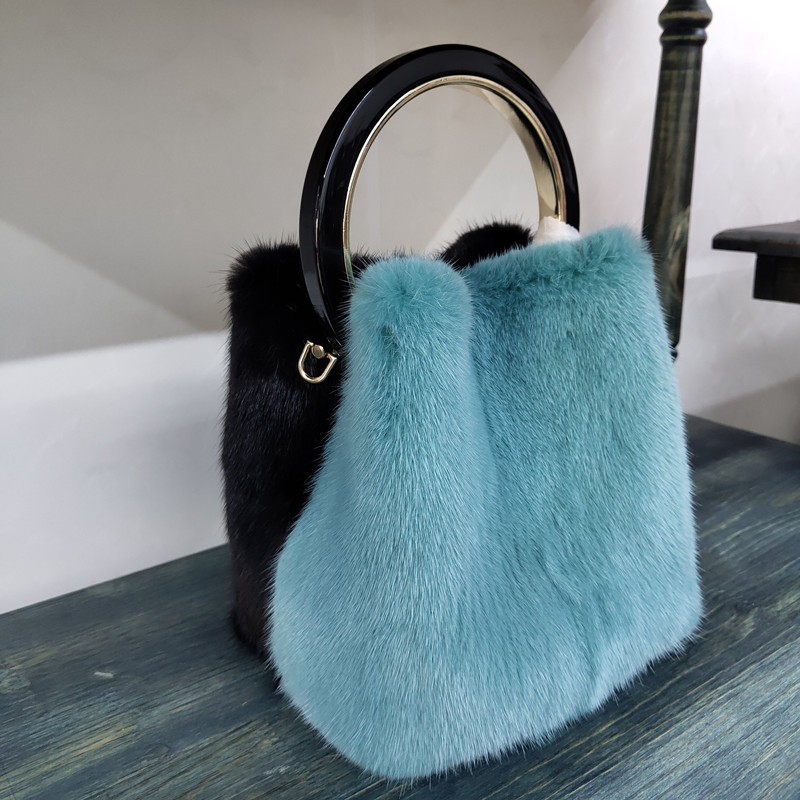 Wholesale Real fur eco-friendly mink velvet handbag messenger bag fashion various colors