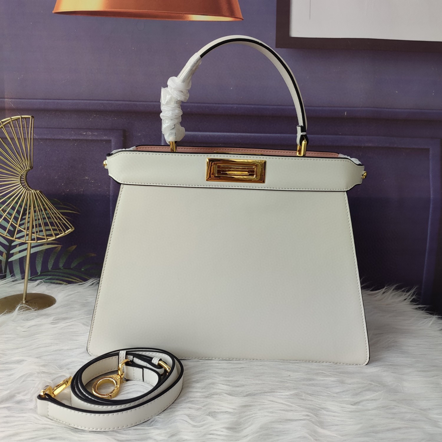 Luxury brand simple large kitten bag designer 8BN327 portable messenger peekaboo iseeu cowhide OL wo