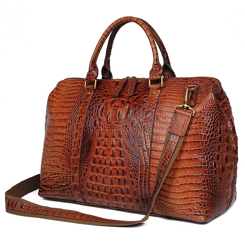 Customized new super fashion luxury hand luggage bag men and women crocodile pattern leather short d