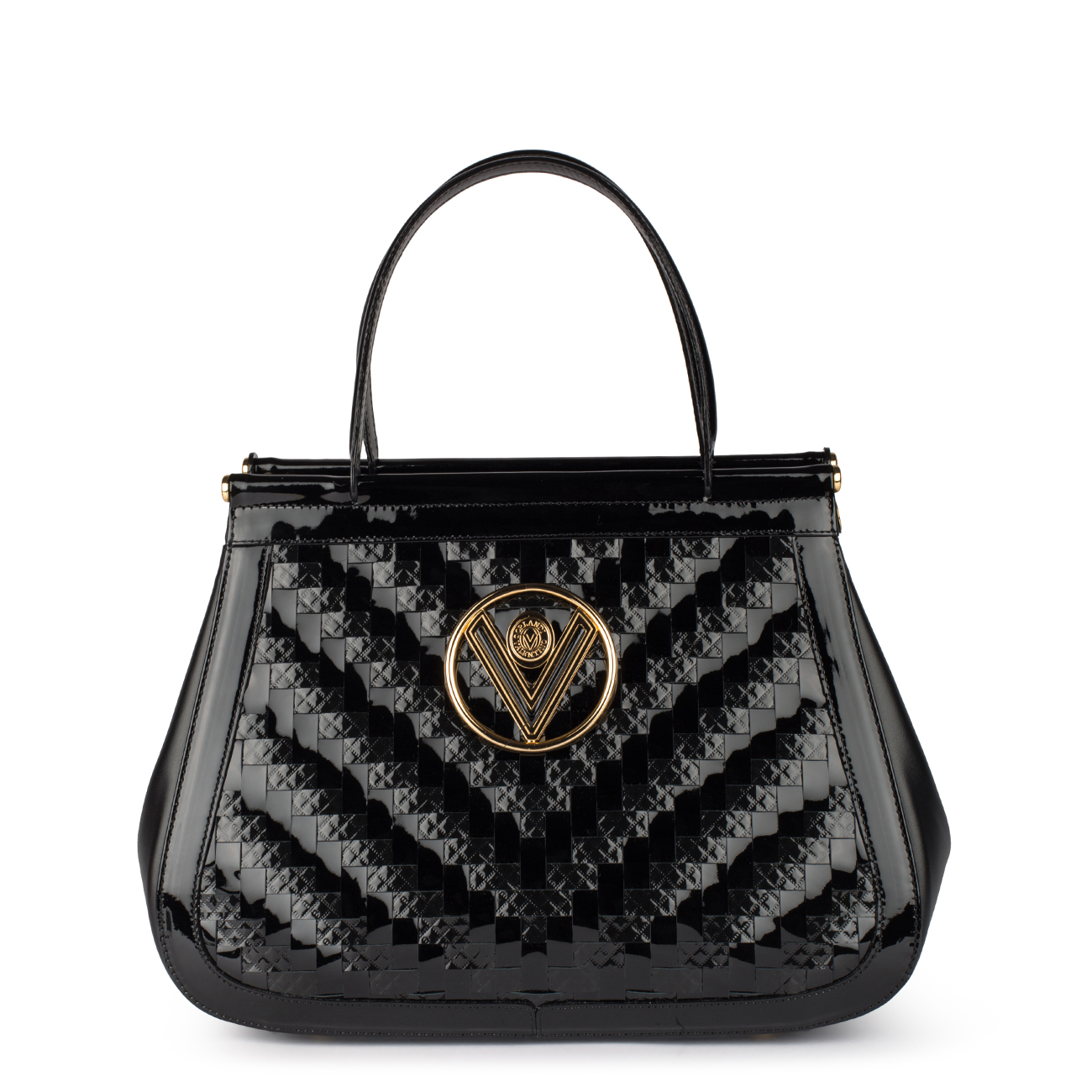 WOMEN BLACK BAG 26013 MADE IN WOVEN PATENT LEATHER