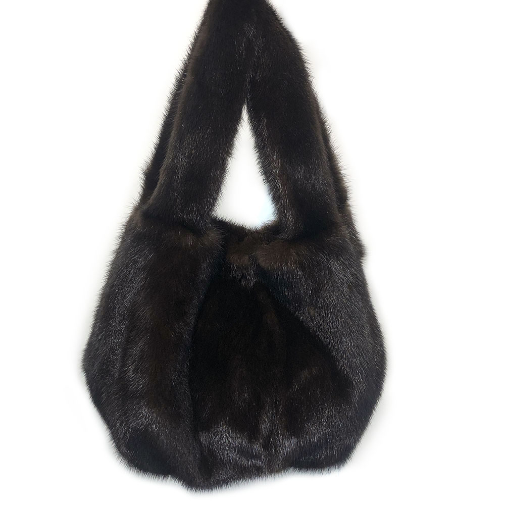 High Quality Women Real Mink Fur Handbag Ladies Furry Tote Bag