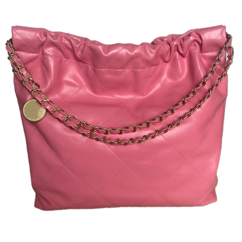 Garbage large-capacity shopping tote letter bag 22bag new rhombus leather shoulder bag double chain 