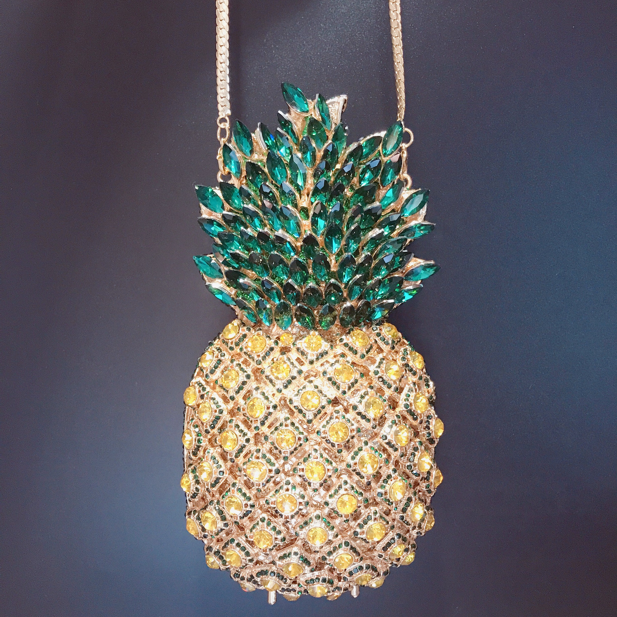 Pineapple dinner party banquet rhinestone full diamond purses crystal women clutch bags diamond clut
