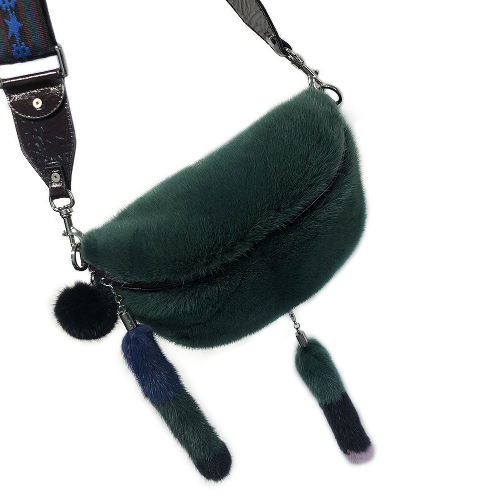 Women High Quality Real Mink Fur Bag Ladies Casual Handbag Chest Bag