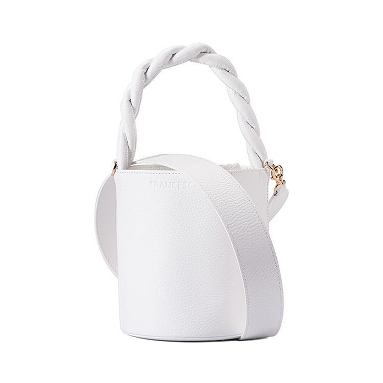 New Style Italian White Calf Leather 2022 Shopping Fashion Lady Mini Shoulder Bag Bucket Handbags Ha