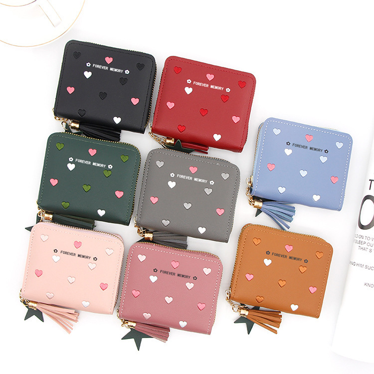 Amazon Top Seller Women PU Tassel Purse Short Mode