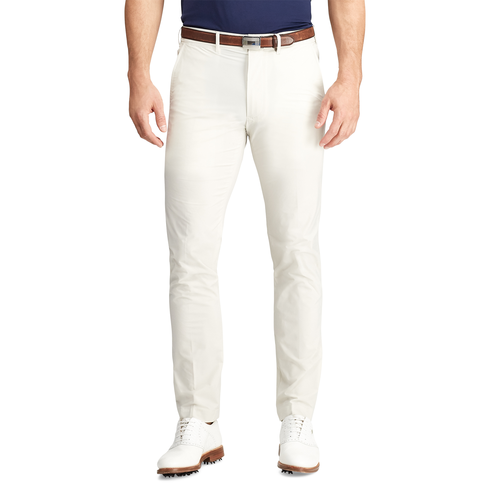 Men White Black Plain Golf Pants Dry Slim-fit Stre