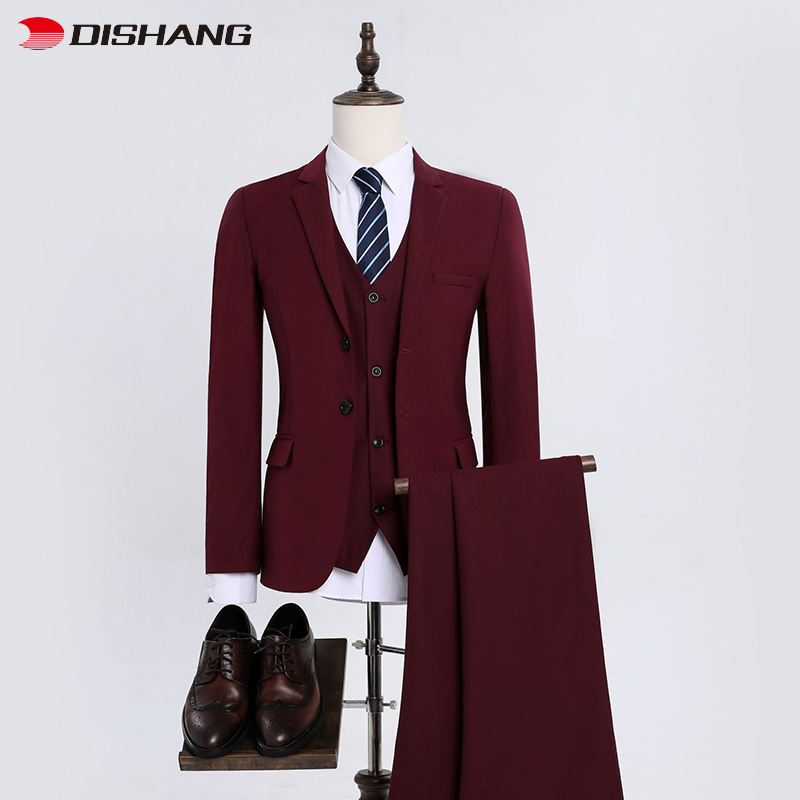Mens Slim Fit Suit Male Business Casual 3 Piece Tr