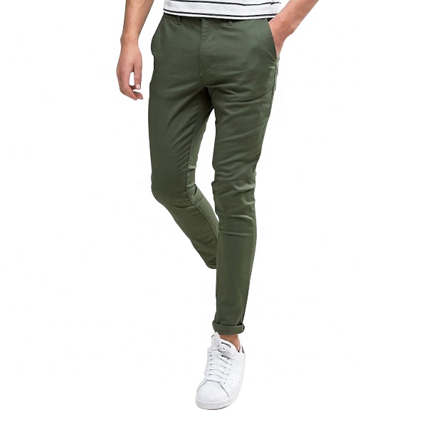 OEM service cotton twill skinny fit chino trousers