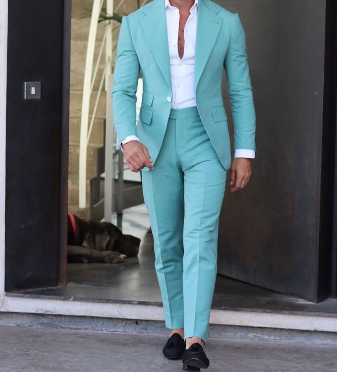 Sky Blue Single Breasted 2 Pieces Latest Men Suit Design Casual Slim Suit Design Men Wedding Suits F