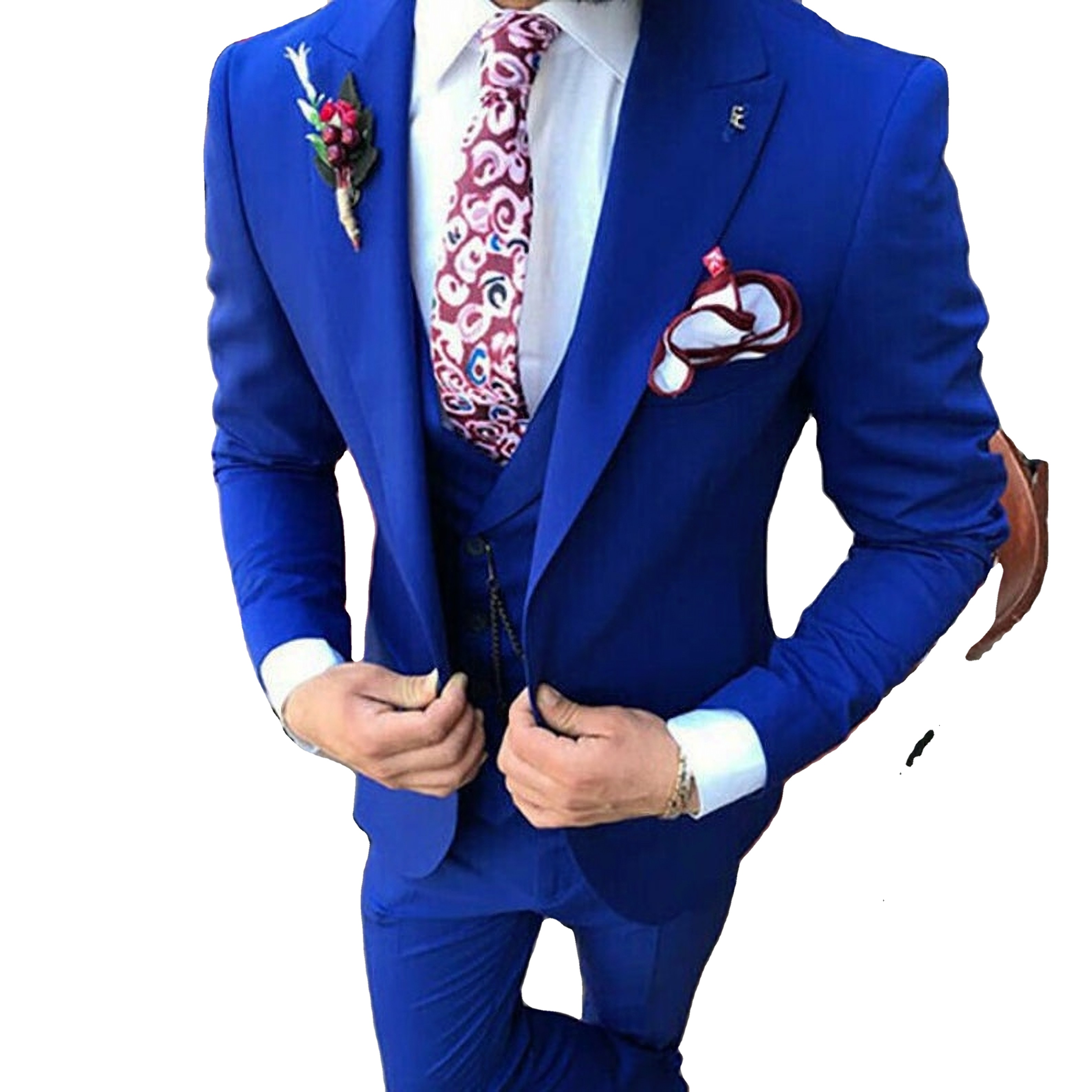 Designer Mens Blue Wedding Suit 3 Piece Summer Beach Suit Factory Rate Evening Party Wear Coat Pants