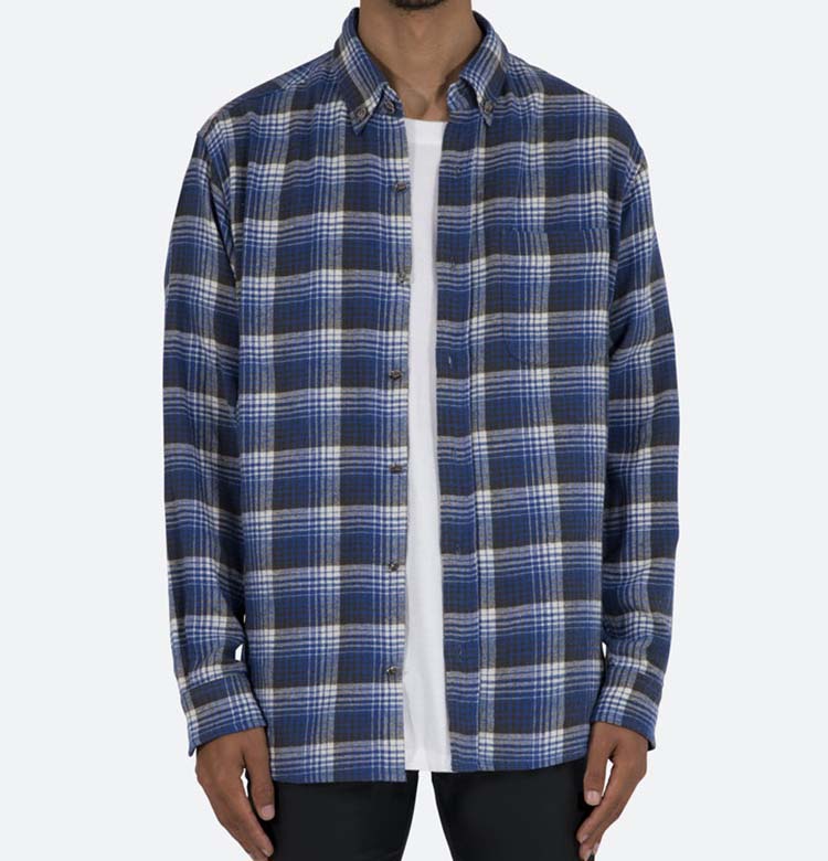 Shirt Factory Custom 100% Cotton Long Sleeve Wholesale Plaid Flannel Shirt Men