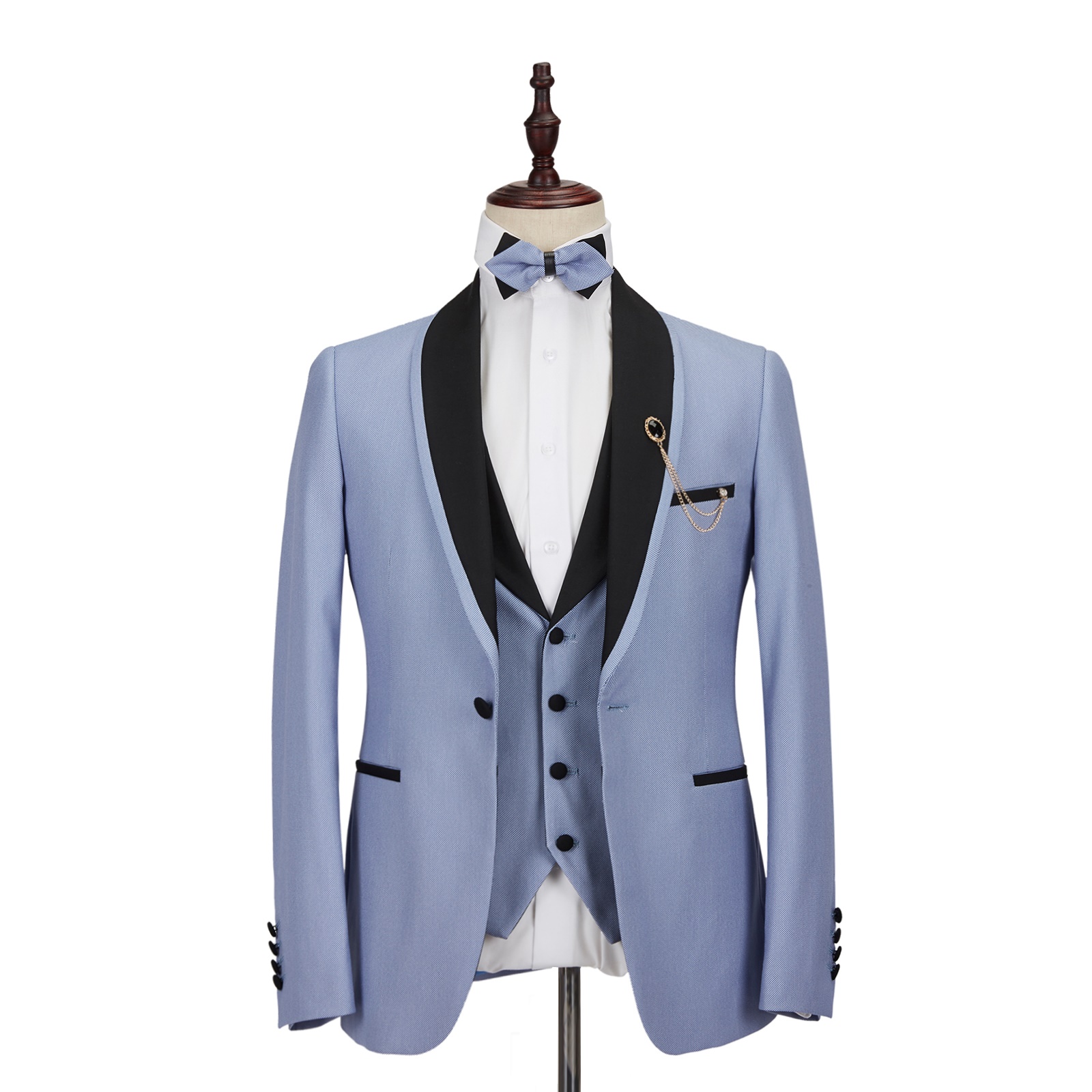 New design custom italy wool business sky blue suit blazers for men