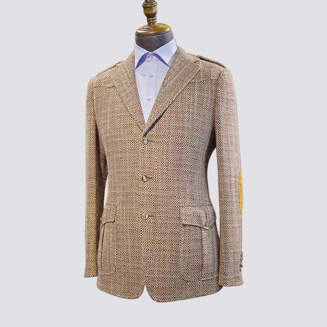 2022 Yellow Wool And Flax Jacket Designer Clothes Custom Wedding Suits For Men