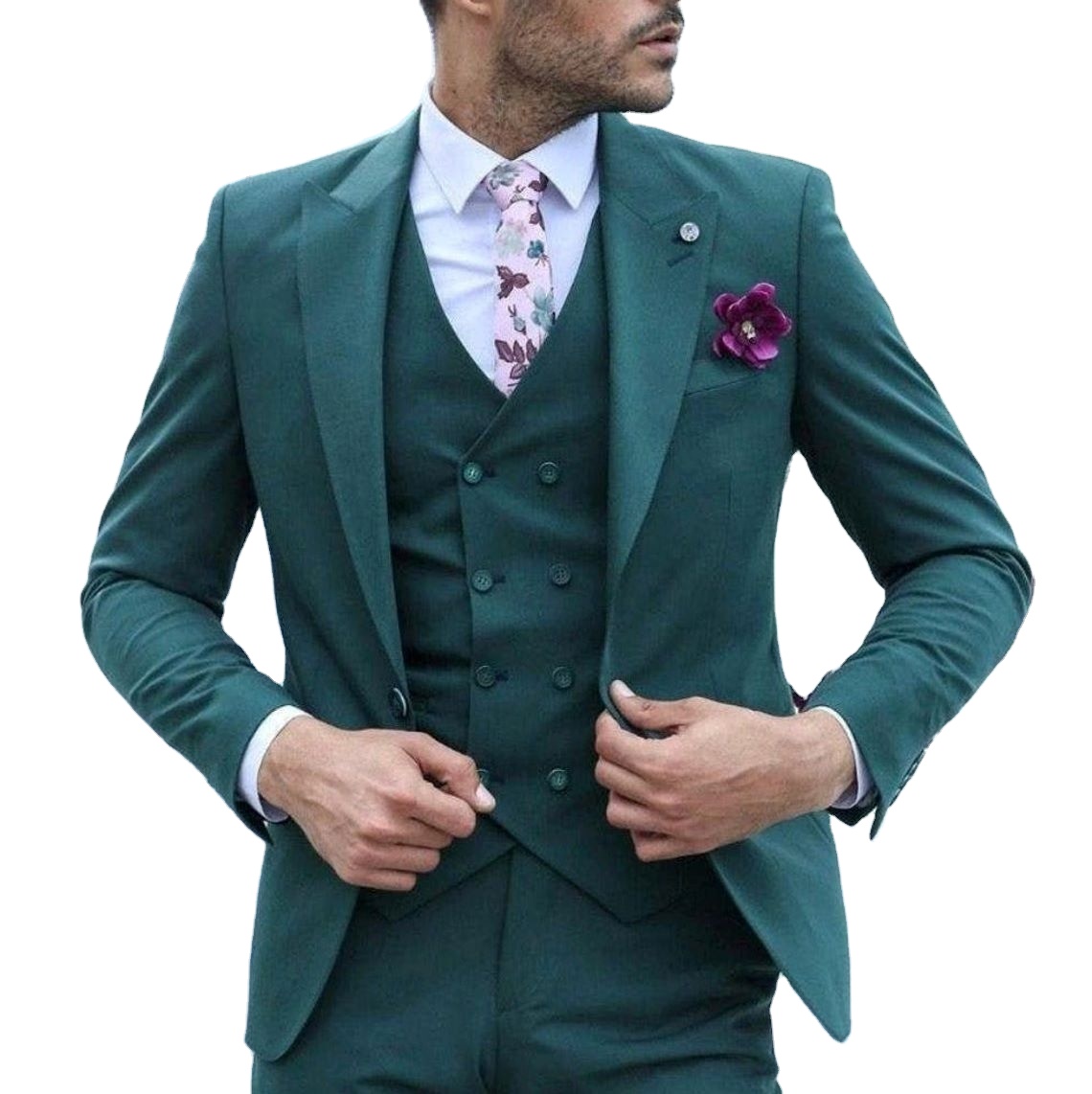 High Quality Mens Green Wedding Suits Made To Measure Evening Dinner Coat Pants Gift For Groomsmen