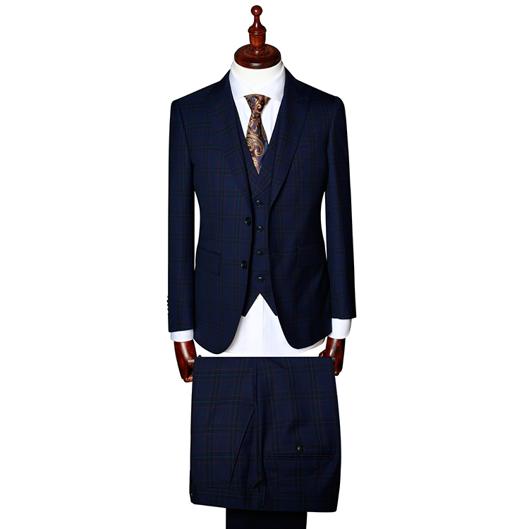 Mens suit 3 piece special check fabric formal suits blazer vest pant jacket clothing tailored made t