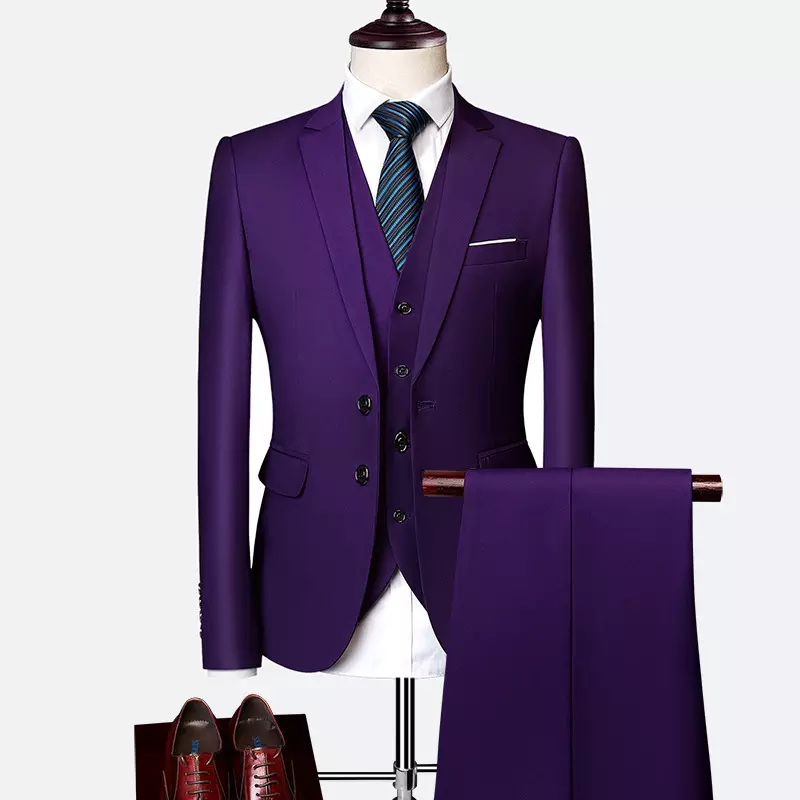 Men's Three-piece Suit Korean Slim Suit Business Fashion Clothing Best Man Groom Wedding Suit