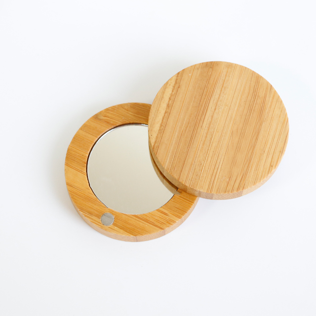 Eco-friendly empty Loose powder box case luxury Loose powder case bamboo round powder box makeup emp