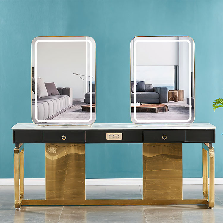 Salon Mirror Table Hair Salon Tool Hair Special Retro Illuminated Makeup Dressing Table Barber Hair 