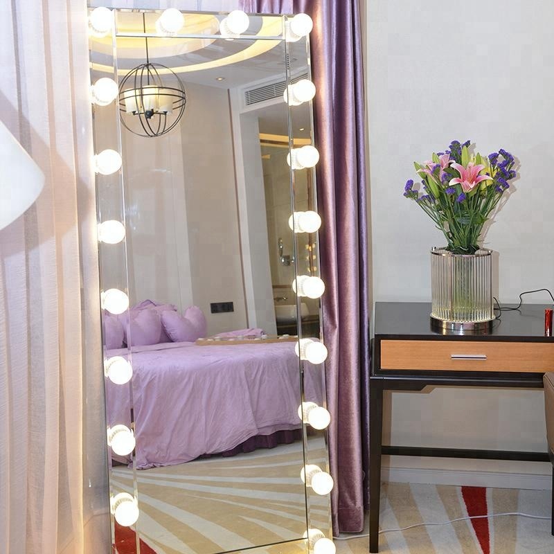 Frameless Stand dressing mirror with led bulbs amazon prime dressing makeup mirrors dimming lighting