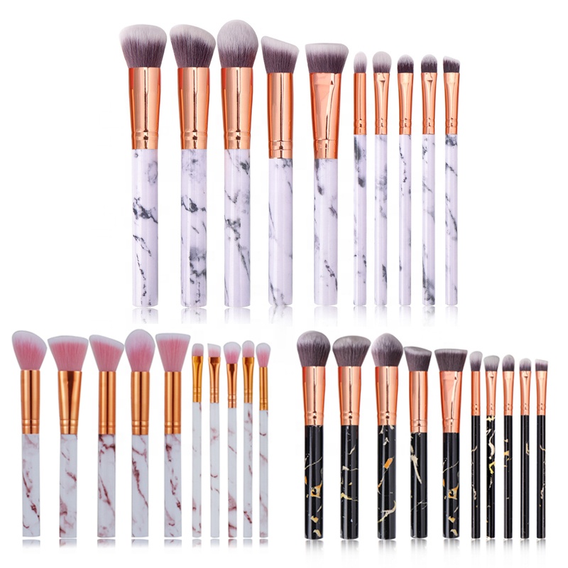 10Pcs Marble Makeup Brush,High Quality Cosmetic Ma