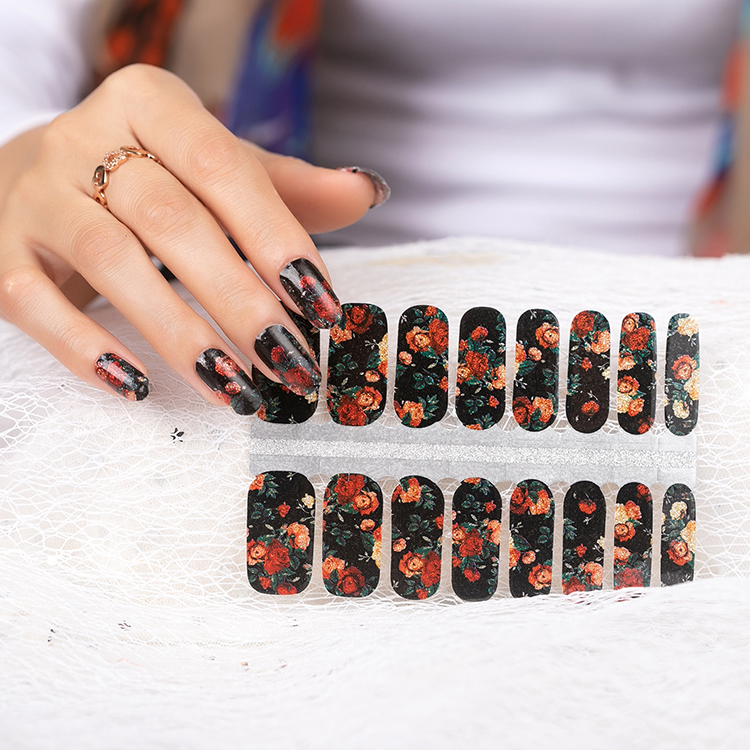 Factory OEM mix flowers 16strips 100% nail polish 