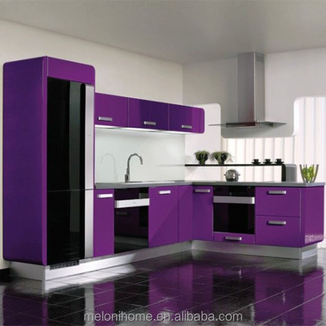 Luxury Pink design smart home customized design plywood moisture proof kitchen cabinet
